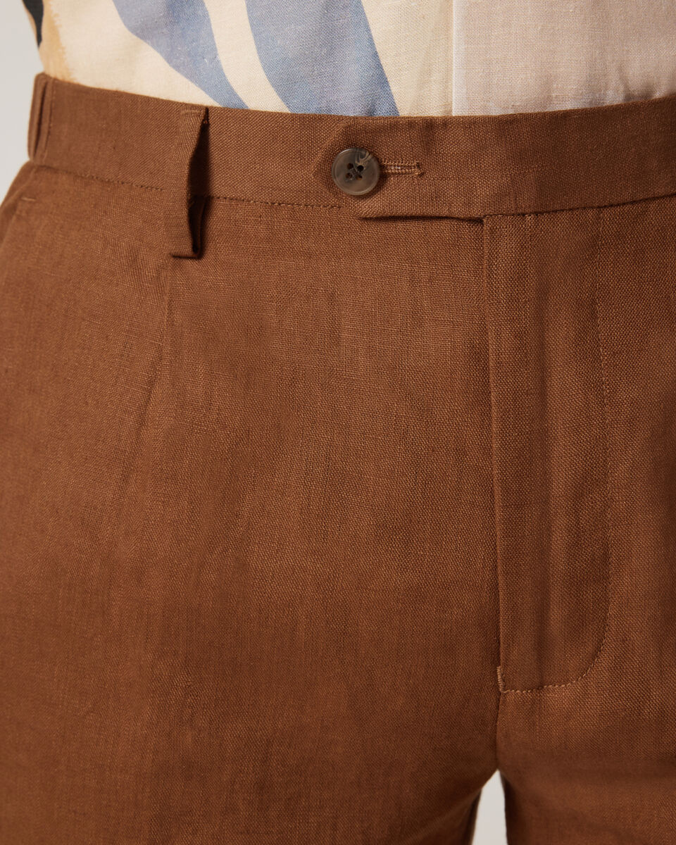 Relaxed Tailored Linen Pant, Rust, hi-res